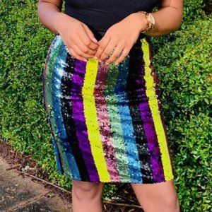 Rainbow Sequin Skirt